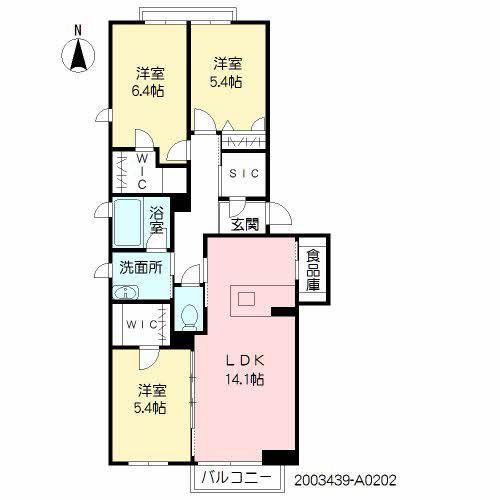 シャーメゾンガーデンズ神辺(3LDK/2階)の間取り写真