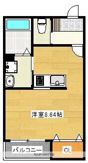 BRAVEBASE二日市駅南(ワンルーム/2階)の間取り写真