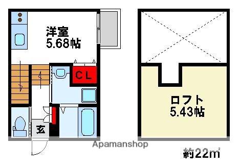 ミルキーウェイ筑紫野(ワンルーム/1階)の間取り写真
