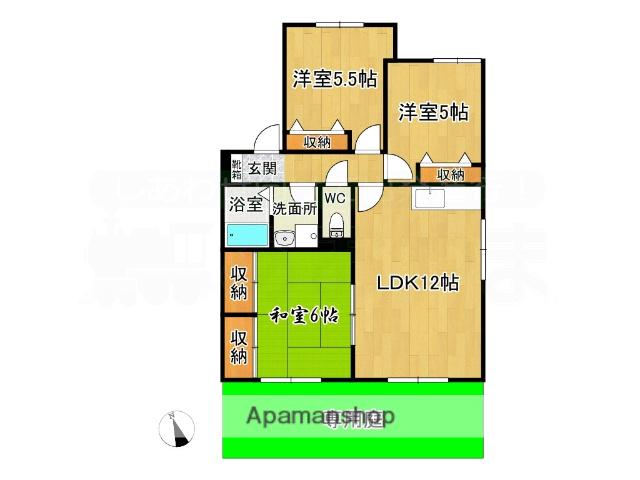 ダスシュロス吉田A棟(3LDK/1階)の間取り写真