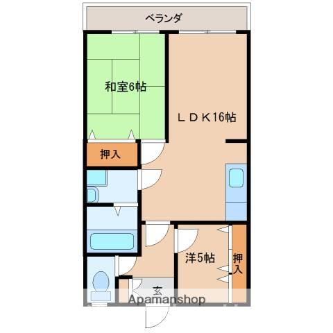 パレけやき弐番館(2LDK/2階)の間取り写真