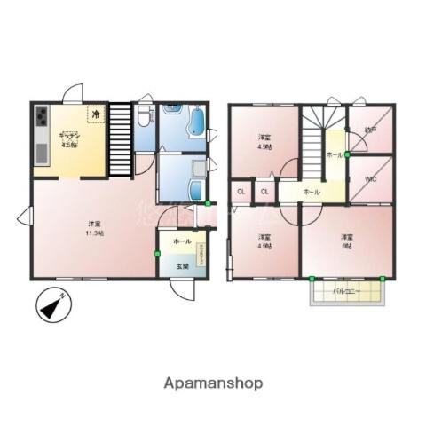 筑豊本線 筑前山家駅 徒歩23分 2階建 築7年(3LDK)の間取り写真