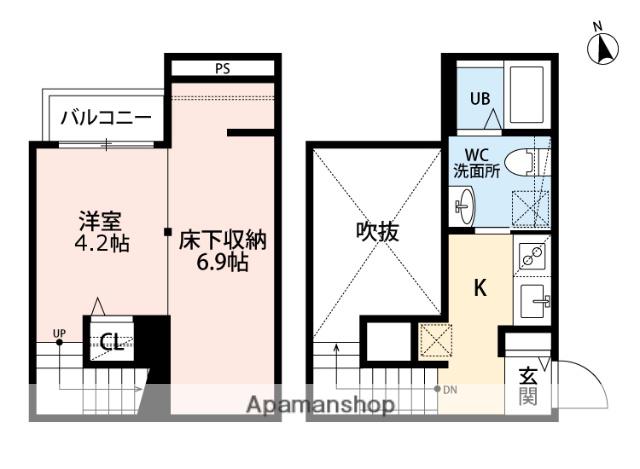 DOLCEVITA二日市(1K/2階)の間取り写真