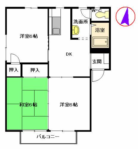 国分ハイツ(3DK/2階)の間取り写真