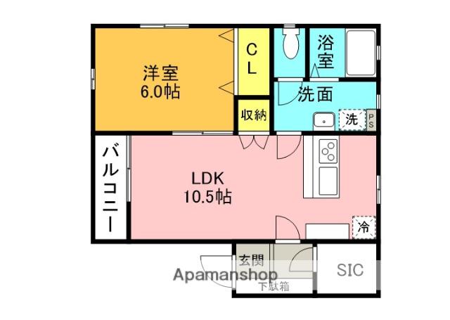 NAGOMI壱番館・弐番館(1LDK/2階)の間取り写真