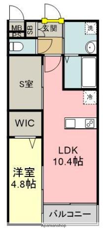 LIFEFIELD小郡Ⅱ(1SLDK/2階)の間取り写真