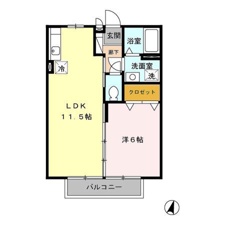 サンライズⅠ番館(1LDK/2階)の間取り写真