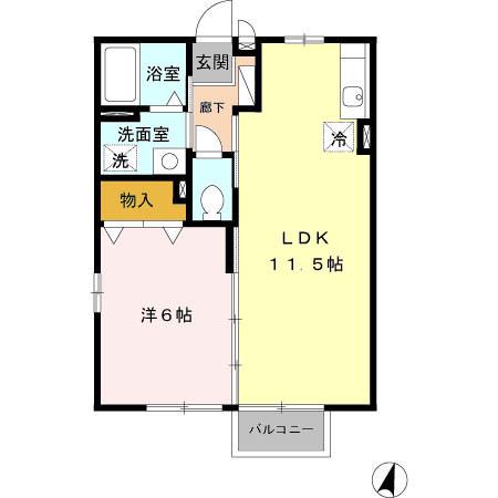 シャルマンコート(1LDK/2階)の間取り写真