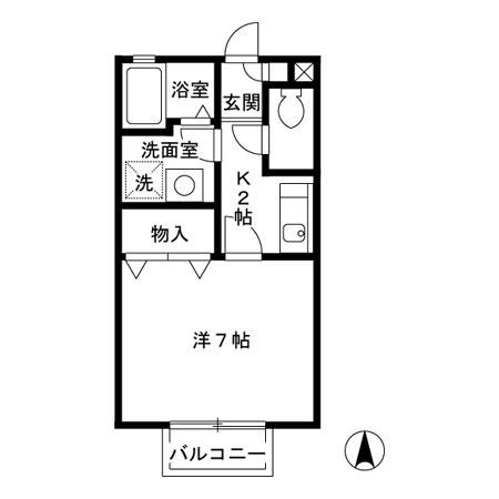 セジュール紅葉Ⅱ(1K/1階)の間取り写真