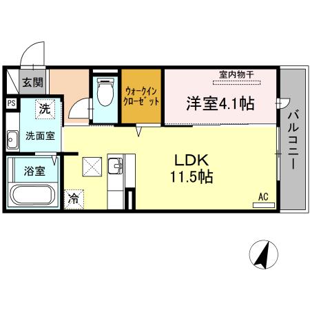 D-ROOM瓦田(1SLDK/1階)の間取り写真