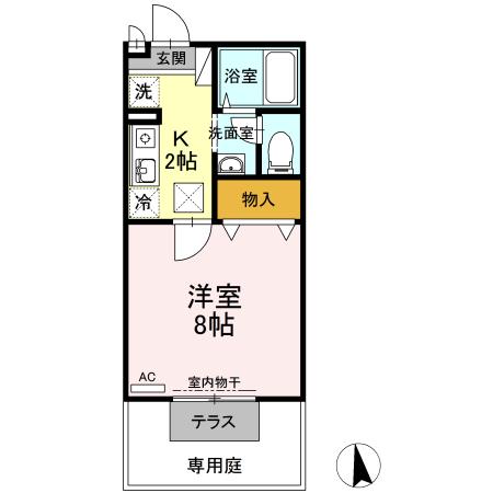 モナリエ基山(1K/1階)の間取り写真