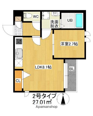 G-SMART二日市(1LDK/2階)の間取り写真
