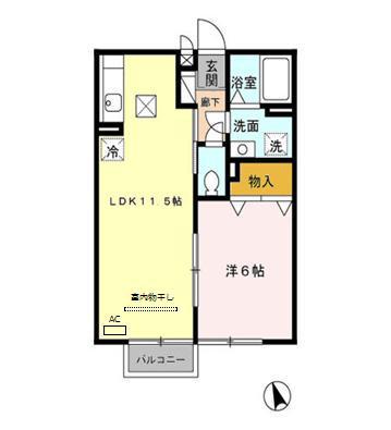 グレース(1LDK/1階)の間取り写真