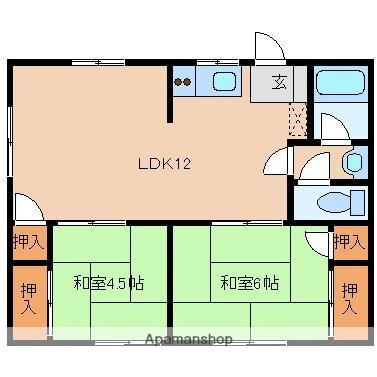 矢野第2コーポ(2LDK/2階)の間取り写真