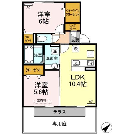 アイリス(2LDK/1階)の間取り写真