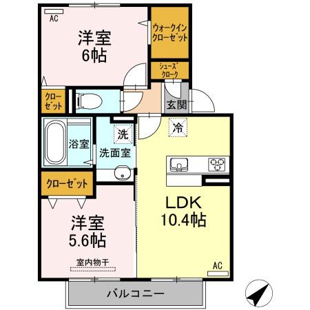 アイリス(2LDK/2階)の間取り写真
