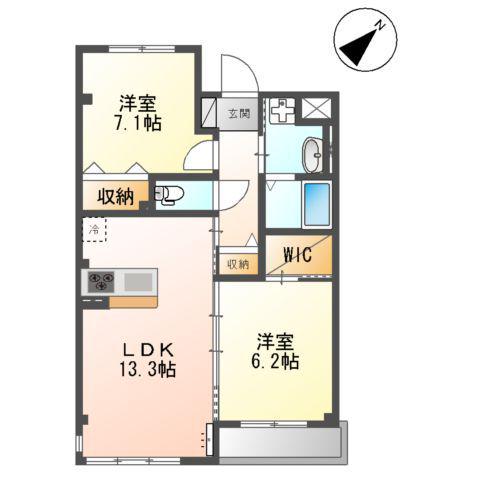 コンフォルト春日西Ⅱ(2LDK/1階)の間取り写真