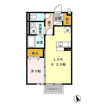 ポラリス(1LDK/2階)の間取り写真