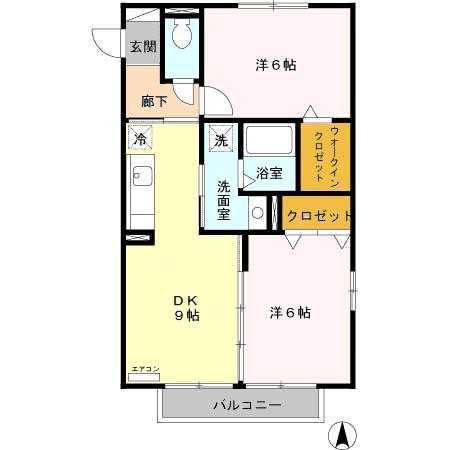 サンライズII番館(2DK/2階)の間取り写真