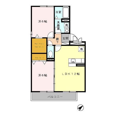 グリーンパーク・シャンテ(2LDK/3階)の間取り写真