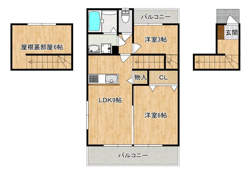 ソラーナ大刀洗(2LDK/2階)の間取り写真