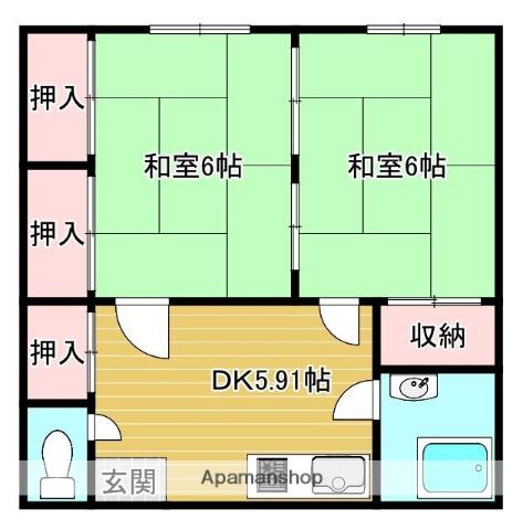 小川アパート(2DK/2階)の間取り写真