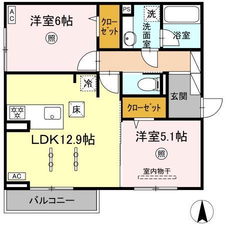 グラジオ(2LDK/1階)の間取り写真