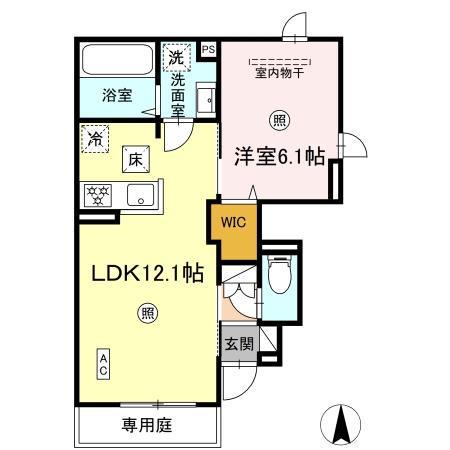 D-ROOM TK A棟(1LDK/1階)の間取り写真