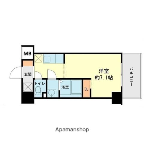 ブルージュ春日野(1K/6階)の間取り写真