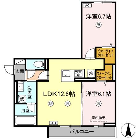 D-ソール・グラン(2LDK/2階)の間取り写真