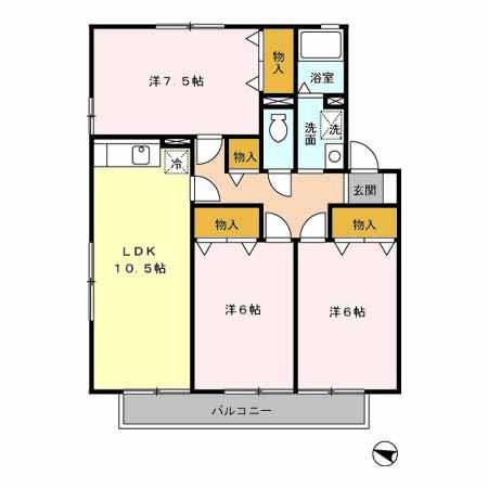 ハルハイム(3LDK/2階)の間取り写真