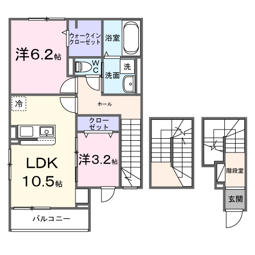 グレイス ケイ(2LDK/3階)の間取り写真