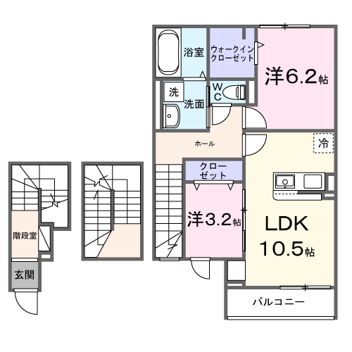 グレイス ケイ(2LDK/3階)の間取り写真