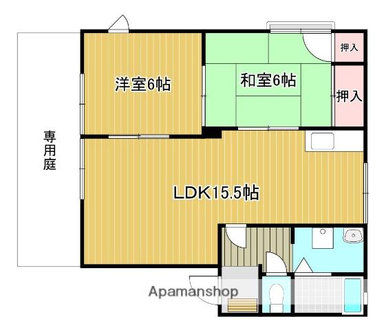 アーバンライフ美しが丘(2LDK/1階)の間取り写真