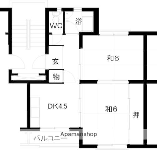都府楼11棟(2DK/3階)の間取り写真