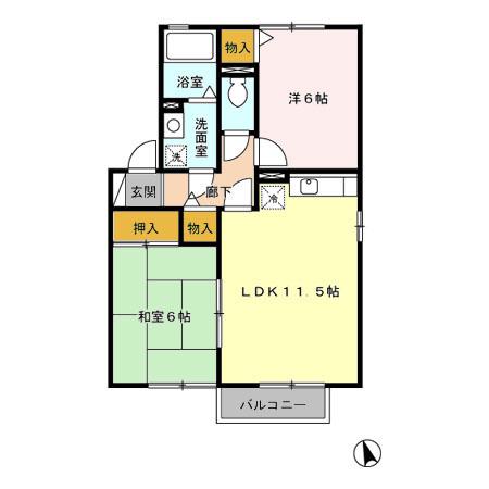 メゾンパークス B棟(2LDK/2階)の間取り写真