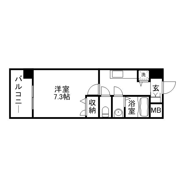 フリージア藤尾(1K/4階)の間取り写真