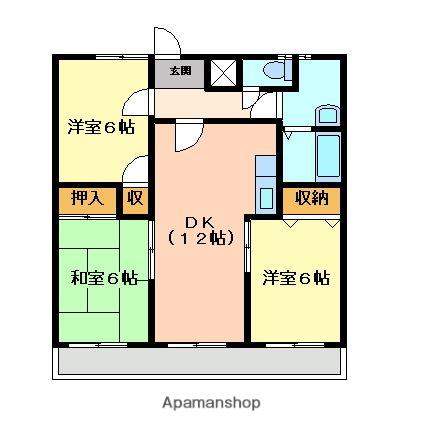 都府楼ガーデンハイツ(3LDK/4階)の間取り写真