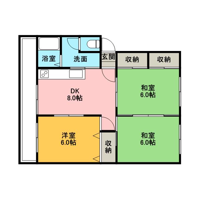 稲永ビル(3DK/2階)の間取り写真