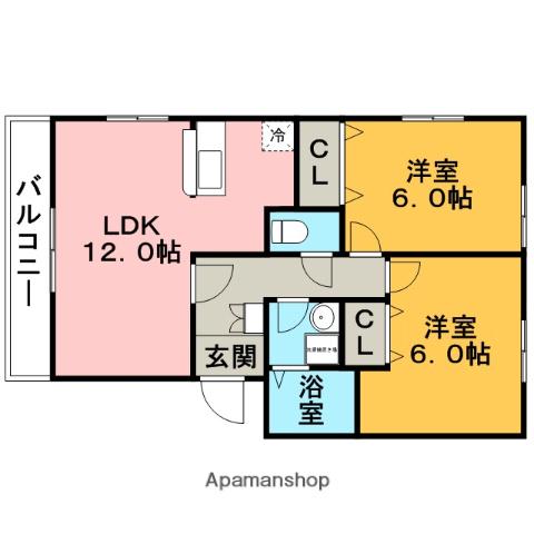ルネス荒木三番館(2LDK/3階)の間取り写真