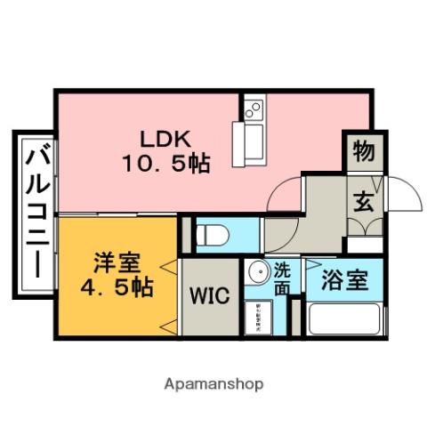 エマーブルⅠ A棟(1LDK/2階)の間取り写真