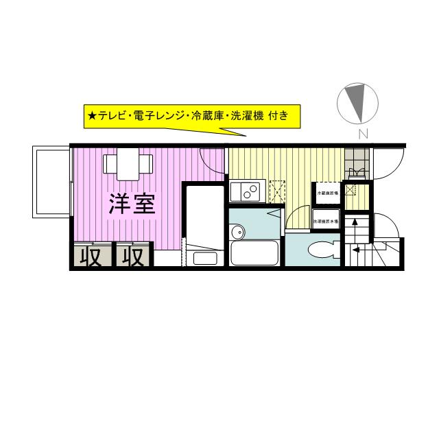 レオパレス初田道(1K/1階)の間取り写真