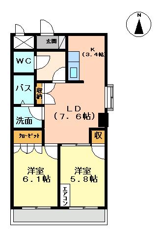 ベルメゾン(2LDK/1階)の間取り写真