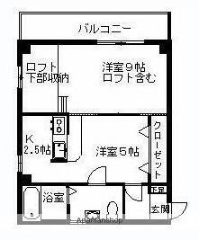ハイデンス長浜 (1DK/3階)の間取り写真