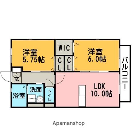 レガロヒロ2(2LDK/2階)の間取り写真