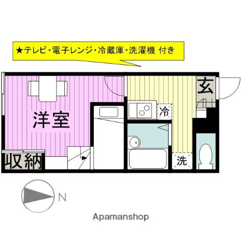 グランドールYUNOSO(1K/2階)の間取り写真