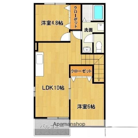 ジェイ・ワイ・タウンD棟(2LDK/2階)の間取り写真