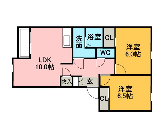 グランディールパイン(2LDK/2階)の間取り写真