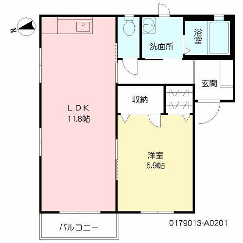 メイプルメゾン(1LDK/2階)の間取り写真