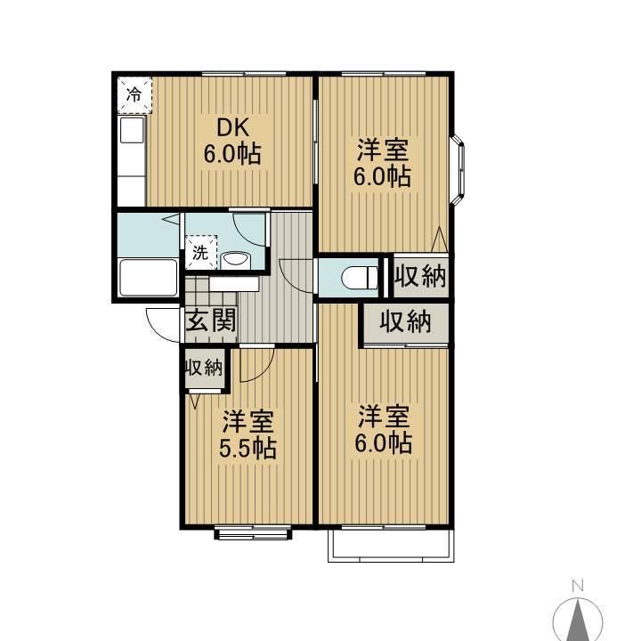 サクシード(3DK/2階)の間取り写真